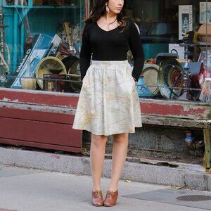 Modcloth Map Print Skirt by Retrolicious | M